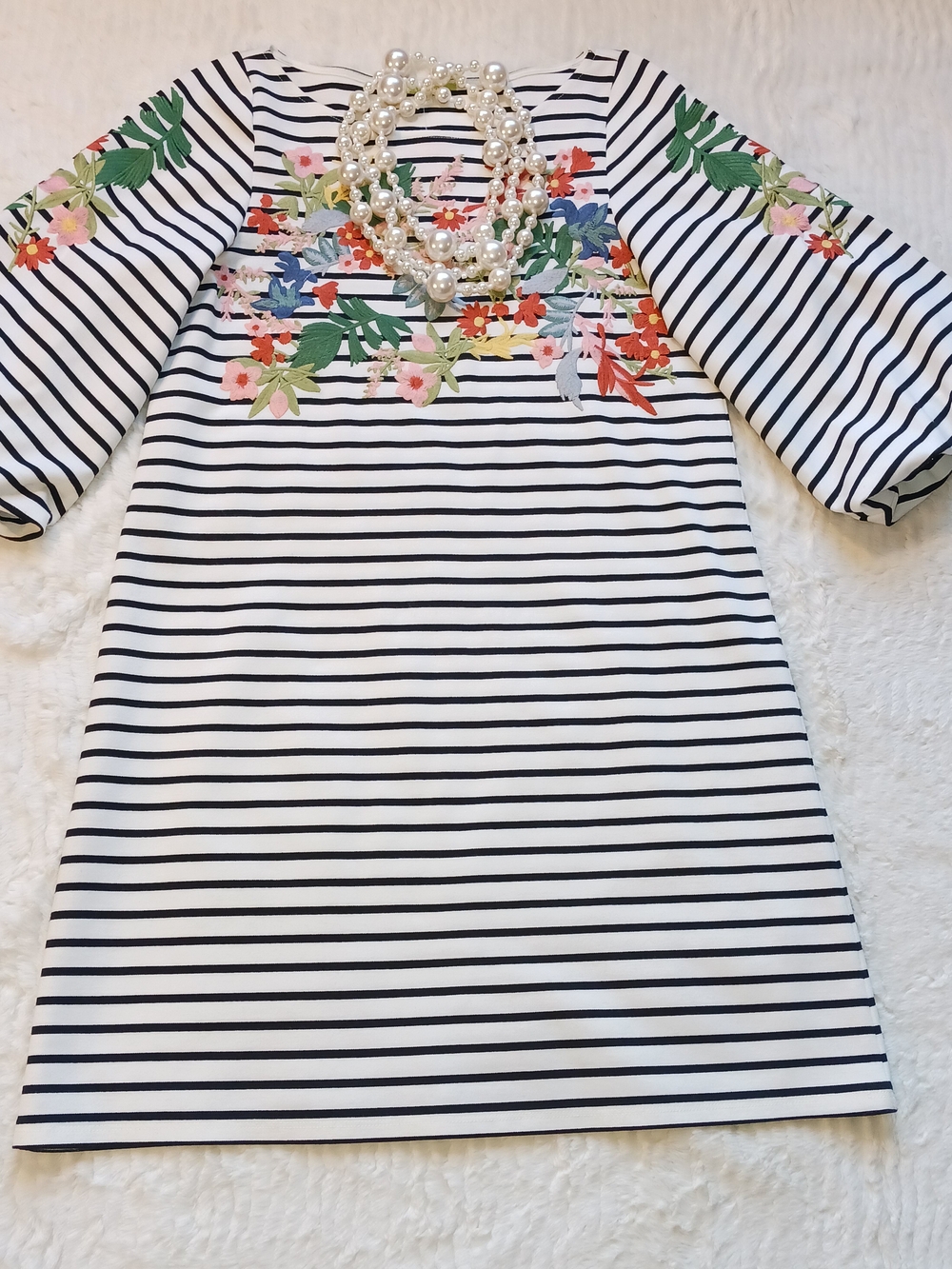 Gianni Bini Womens Embroidered Dress Black/White Multicolored Cottagecore XS